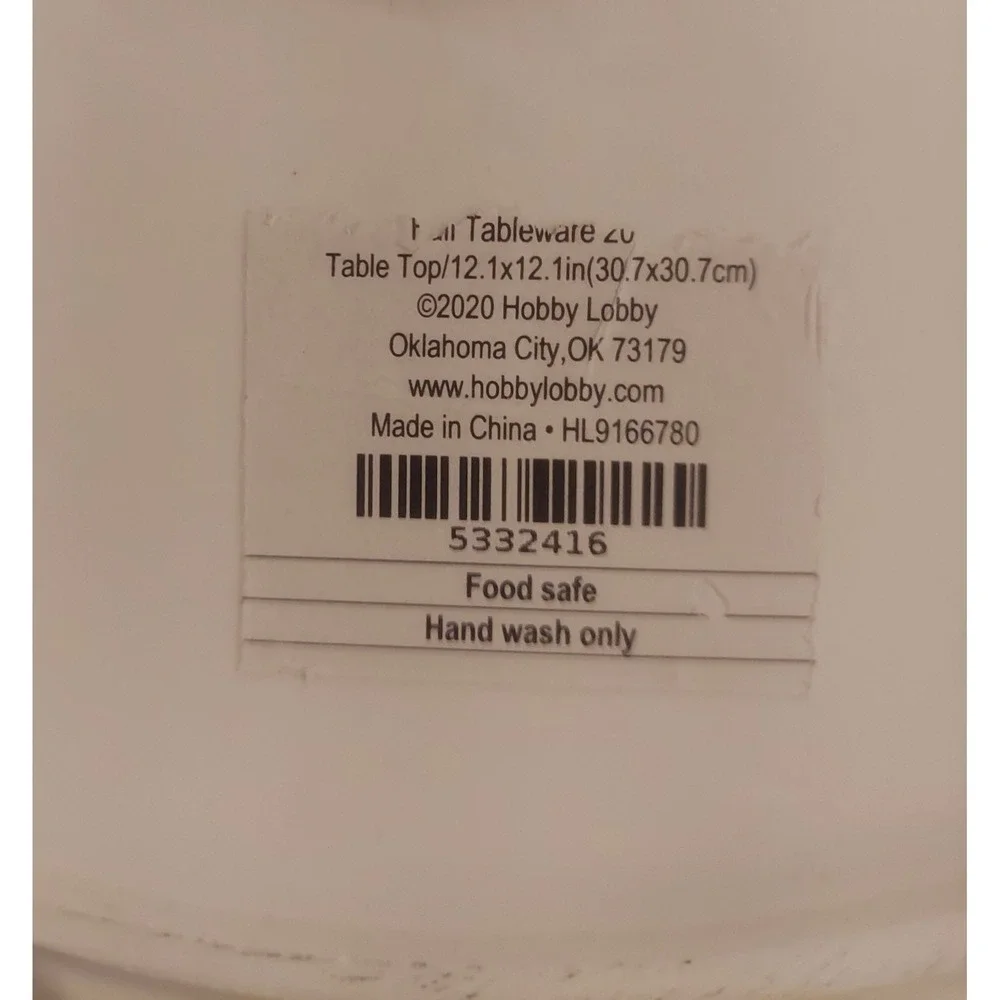 Hobby Lobby 2020 Pumpkin Pie Recipe Baking Dish Ceramic Plate 12